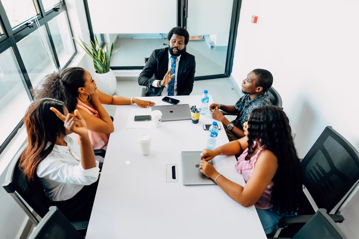 African team in a career bootcamp meeting room